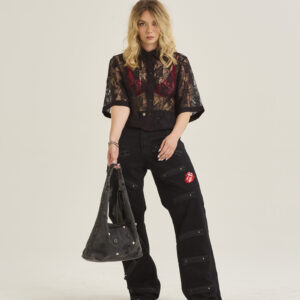ZIPPER EMBELLISHED STRAIGHT LEG DENIM